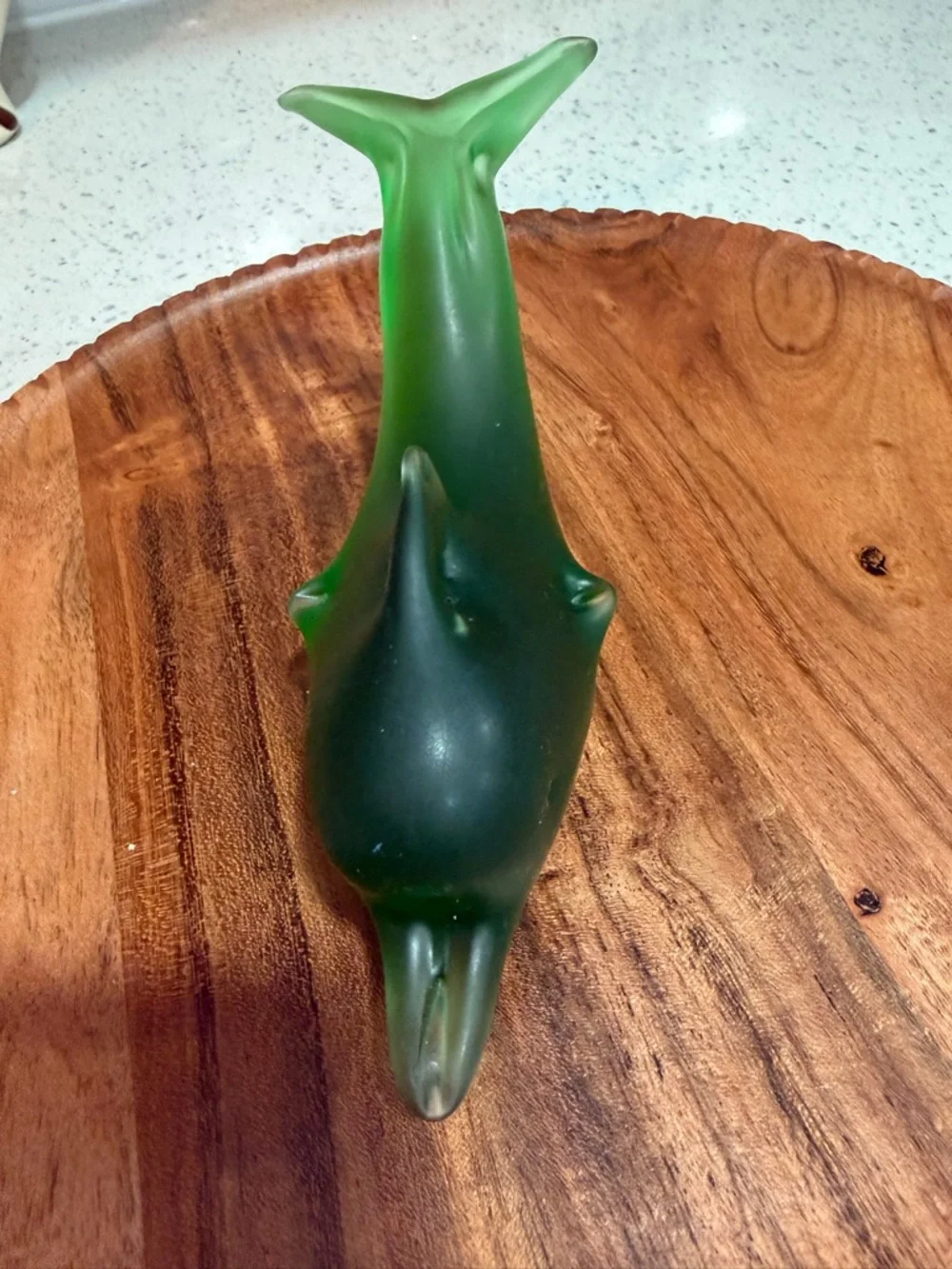 Green Glass Dolphin Figurine Decorative Pet Fish Accent